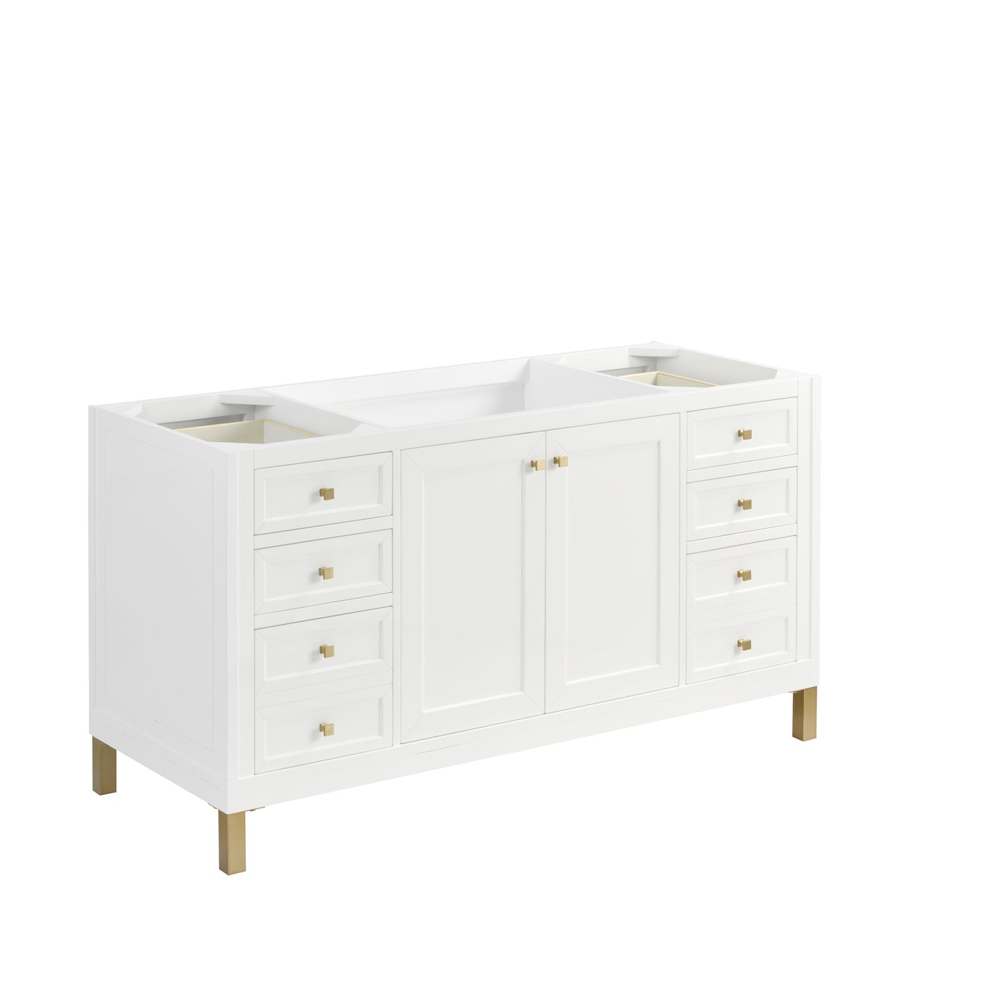 James Martin Vanities Chicago 60" Glossy White Single Vanity With Single Hole 3cm White Zeus Silestone Top and Backsplash