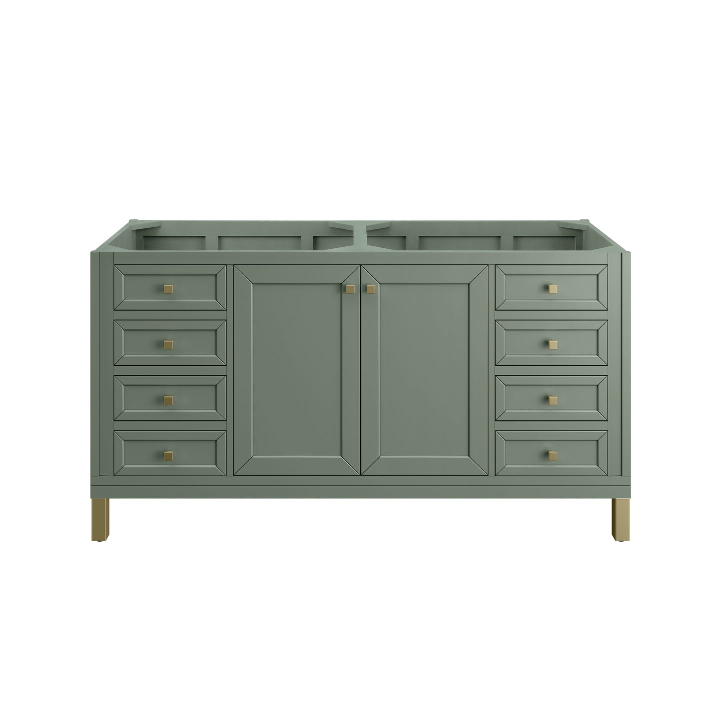 James Martin Vanities Chicago 60" Smokey Celadon Double Vanity With 3 cm Carrara Marble Top