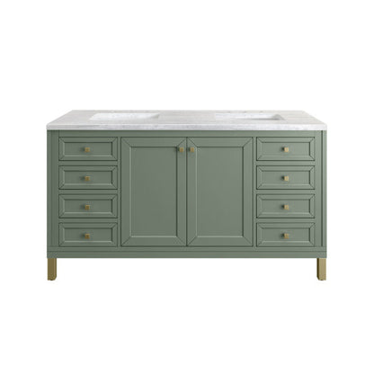 James Martin Vanities Chicago 60" Smokey Celadon Double Vanity With 3cm Arctic Fall Top