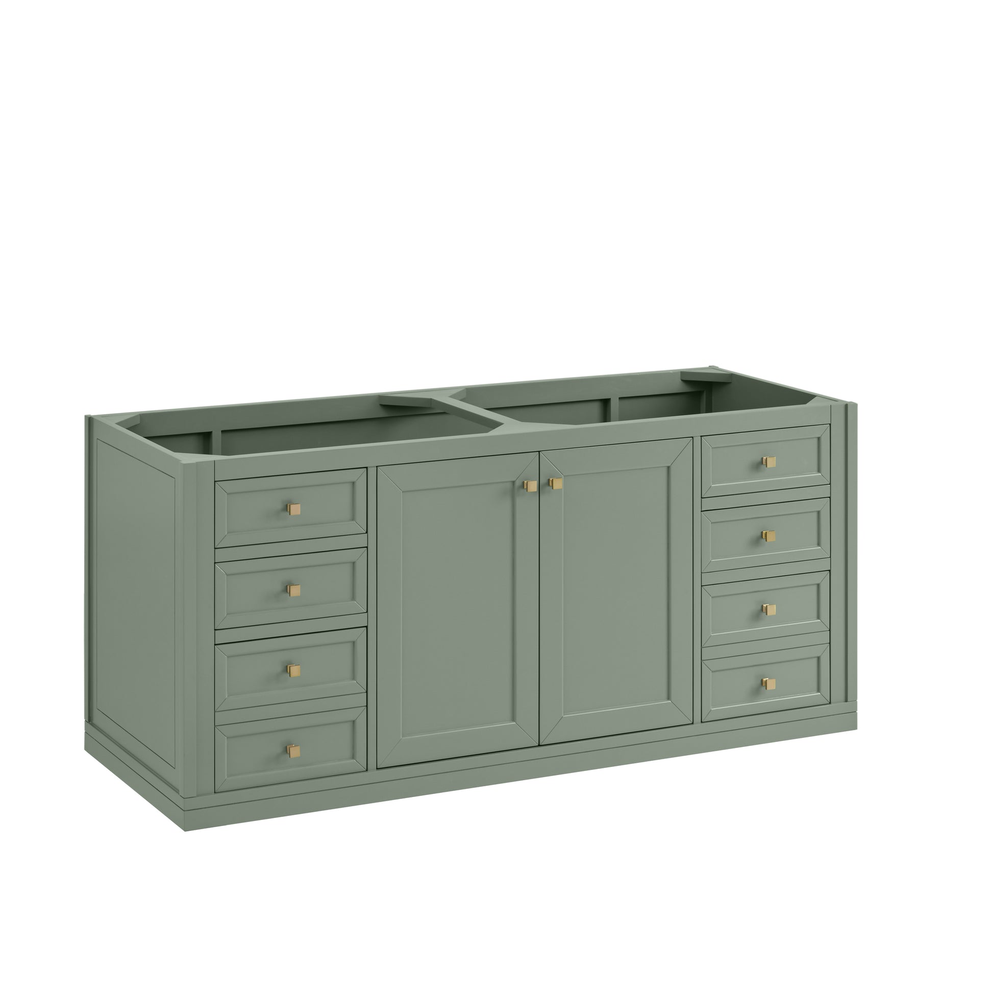James Martin Vanities Chicago 60" Smokey Celadon Double Vanity With 3cm Charcoal Soapstone Silestone Top