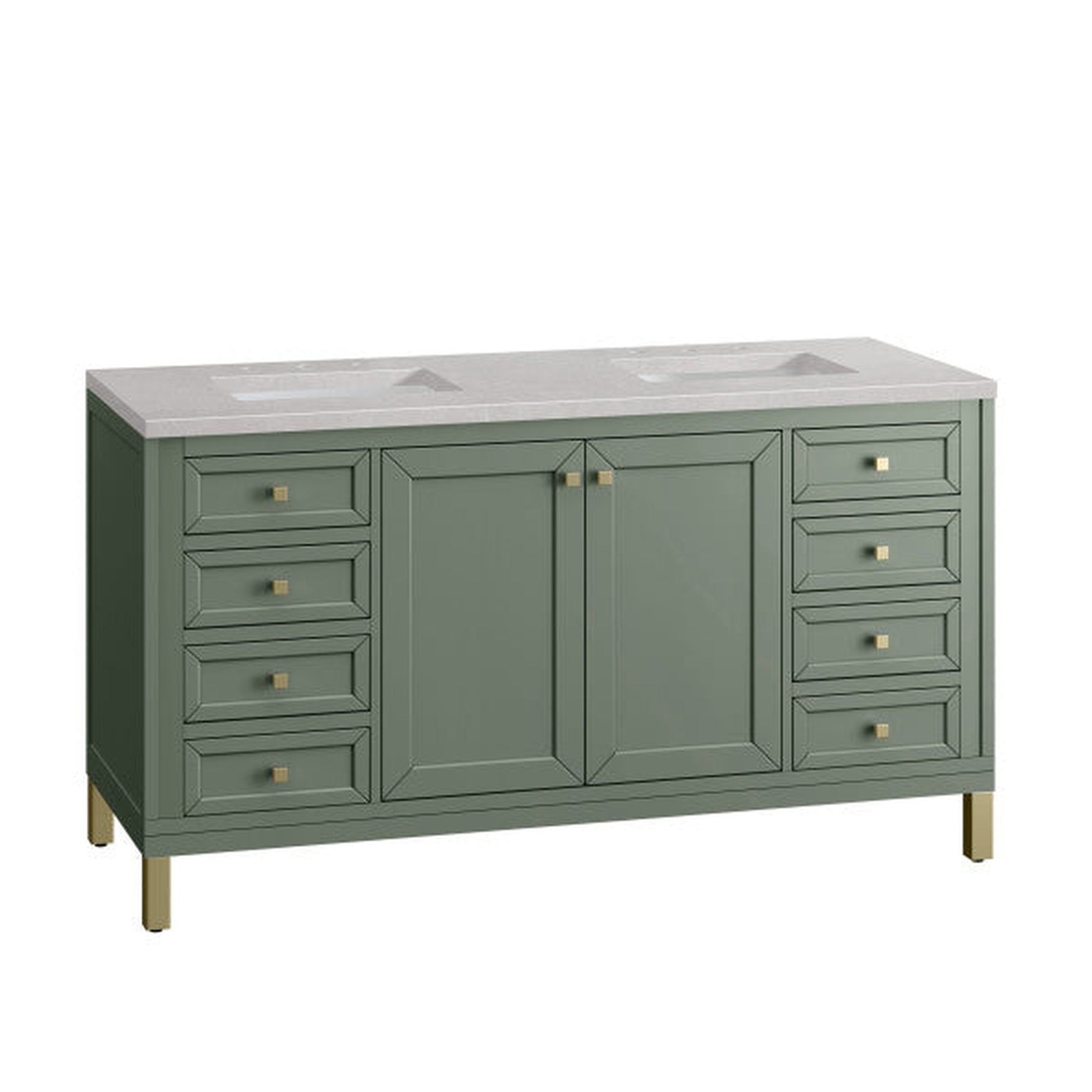 James Martin Vanities Chicago 60" Smokey Celadon Double Vanity With 3cm Eternal Serena Top