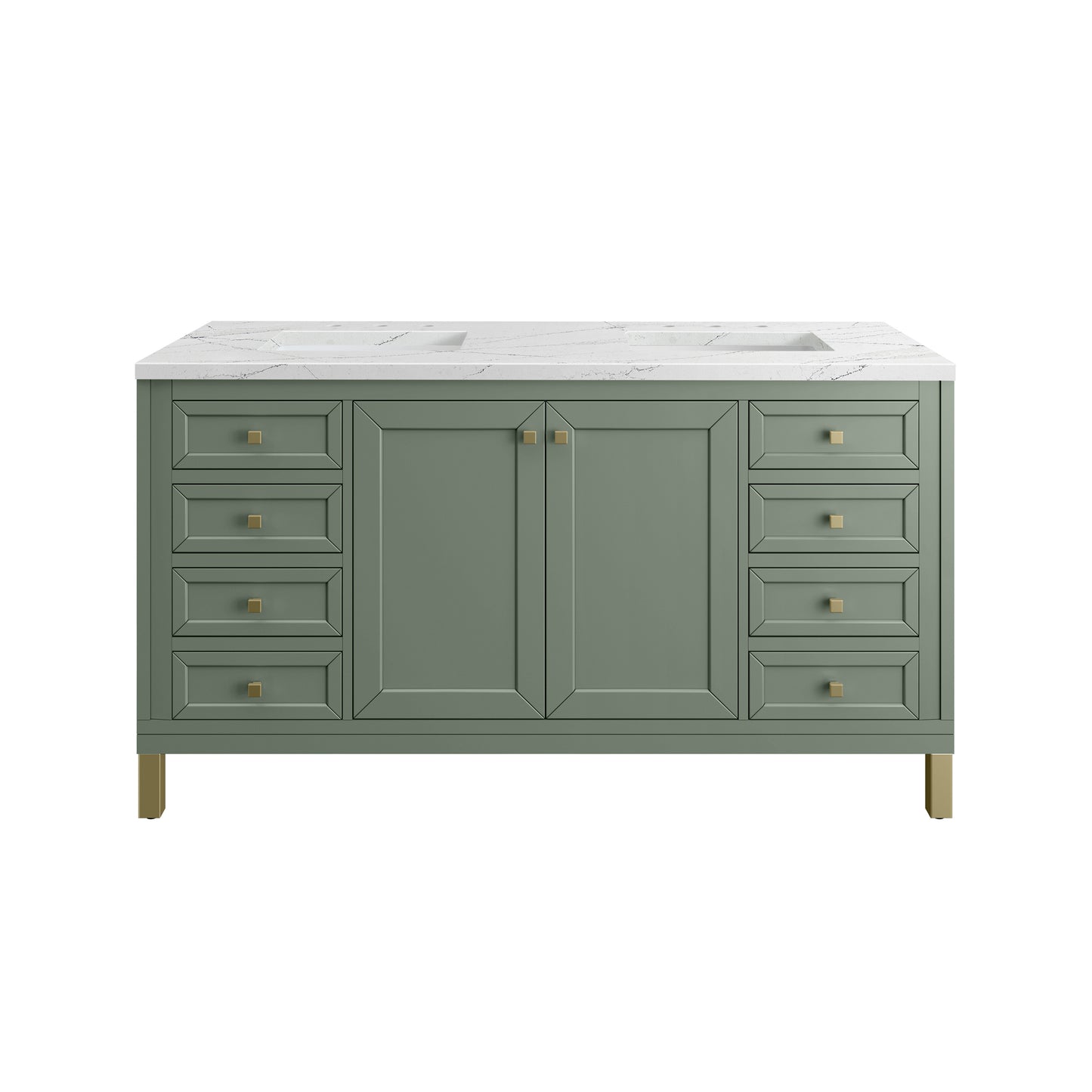 James Martin Vanities Chicago 60" Smokey Celadon Double Vanity With 3cm Ethereal Noctis Silestone Top