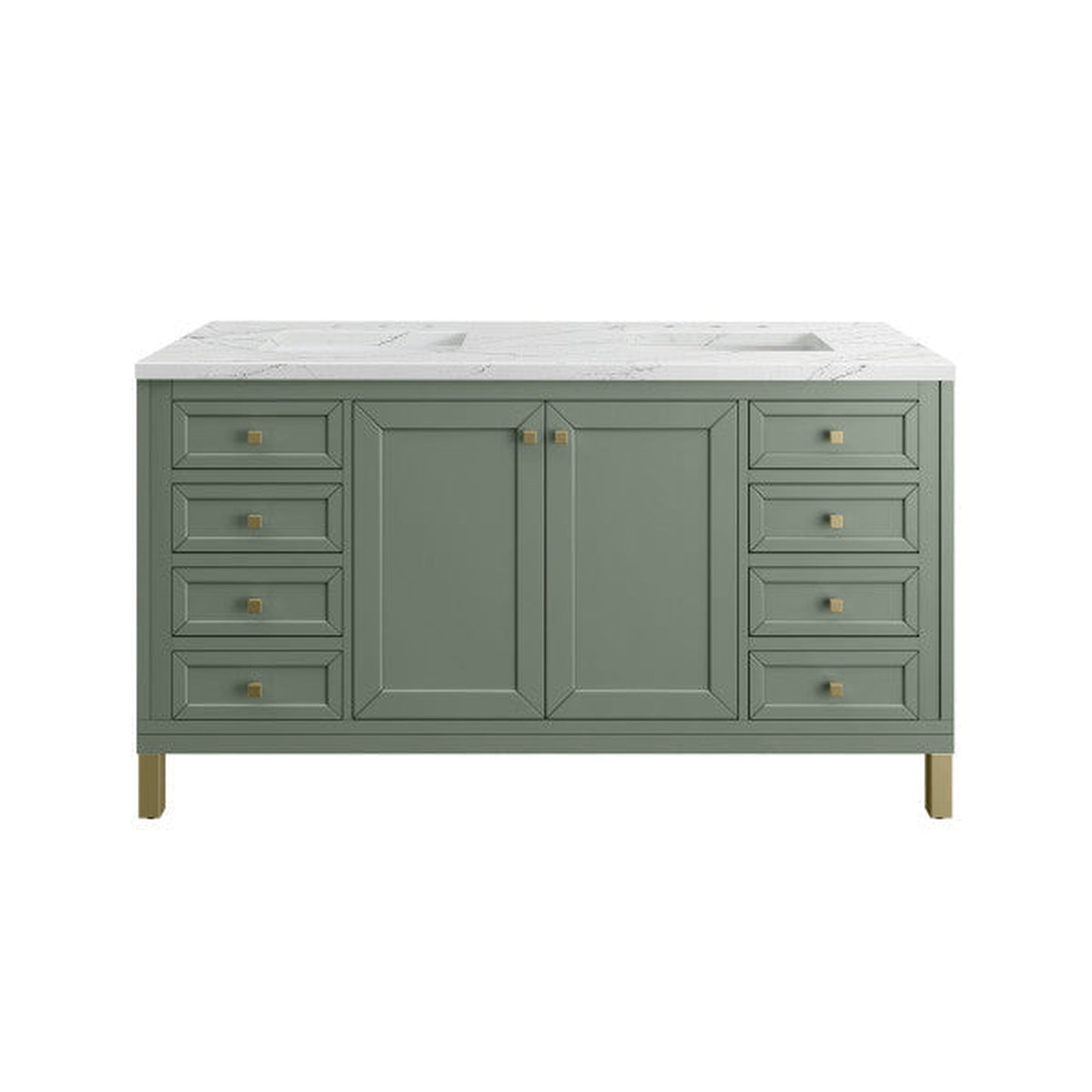 James Martin Vanities Chicago 60" Smokey Celadon Double Vanity With 3cm Ethereal Noctis Top