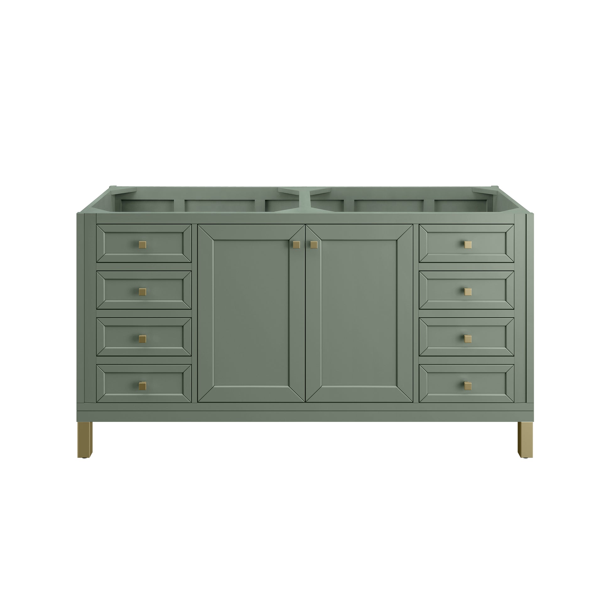 James Martin Vanities Chicago 60" Smokey Celadon Double Vanity With 3cm Victorian Silver Silestone Top