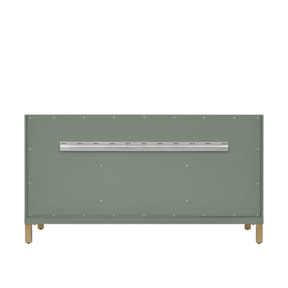 James Martin Vanities Chicago 60" Smokey Celadon Double Vanity With Single Hole 3cm White Zeus Silestone Top and Backsplash