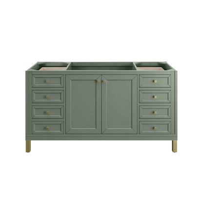 James Martin Vanities Chicago 60" Smokey Celadon Single Vanity With 3 cm Carrara Marble Top