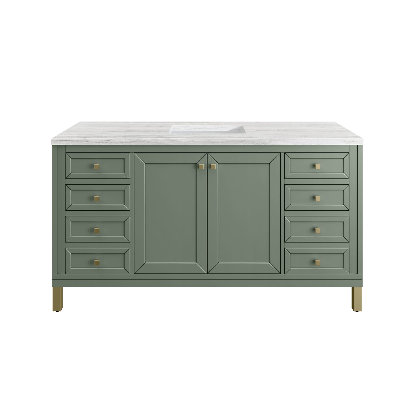 James Martin Vanities Chicago 60" Smokey Celadon Single Vanity With 3cm Arctic Fall Solid Surface Top