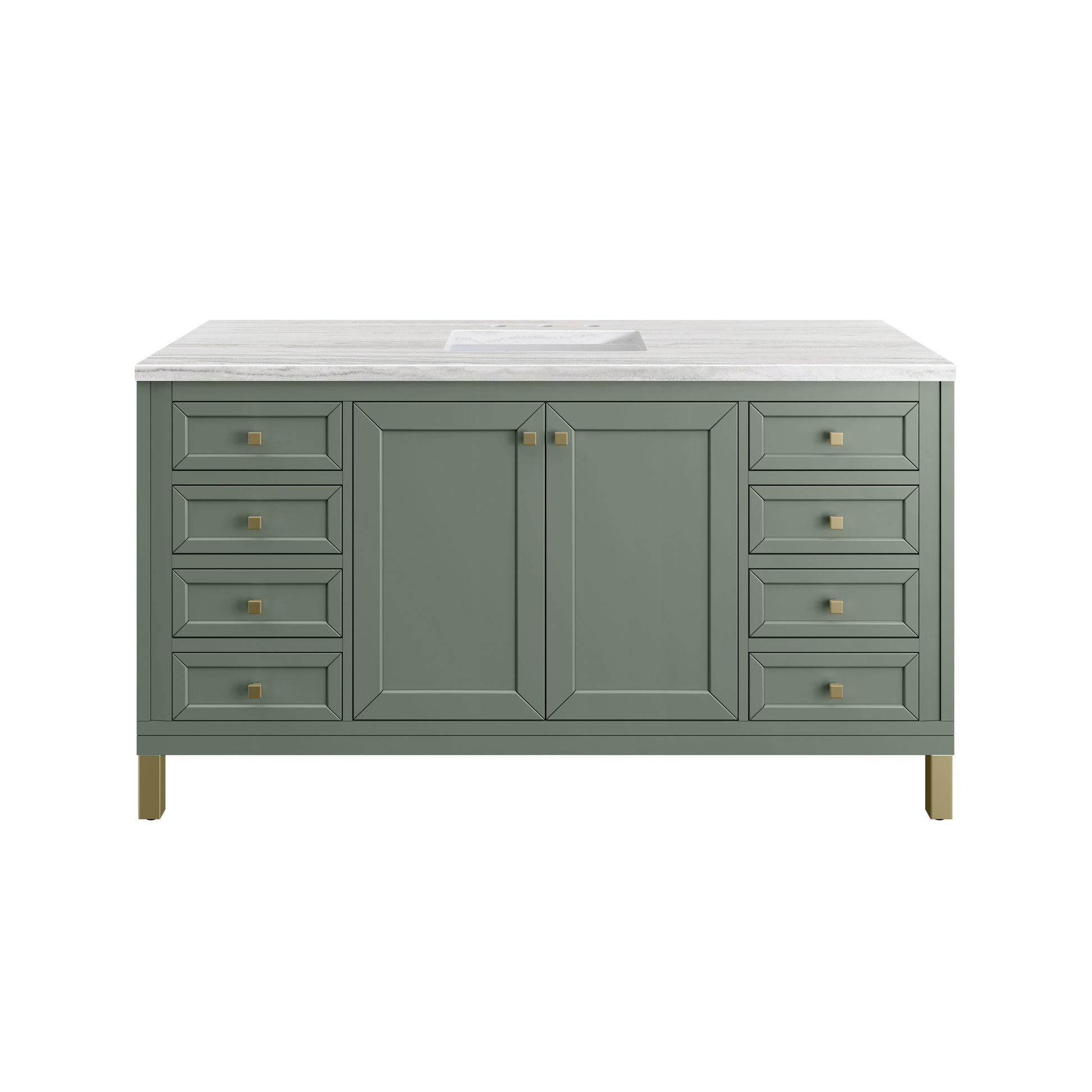 James Martin Vanities Chicago 60" Smokey Celadon Single Vanity With 3cm Arctic Fall Solid Surface Top