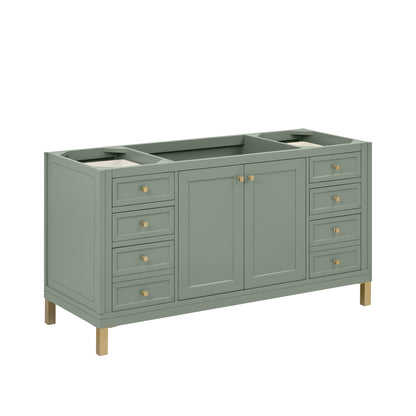 James Martin Vanities Chicago 60" Smokey Celadon Single Vanity With 3cm Arctic Fall Solid Surface Top