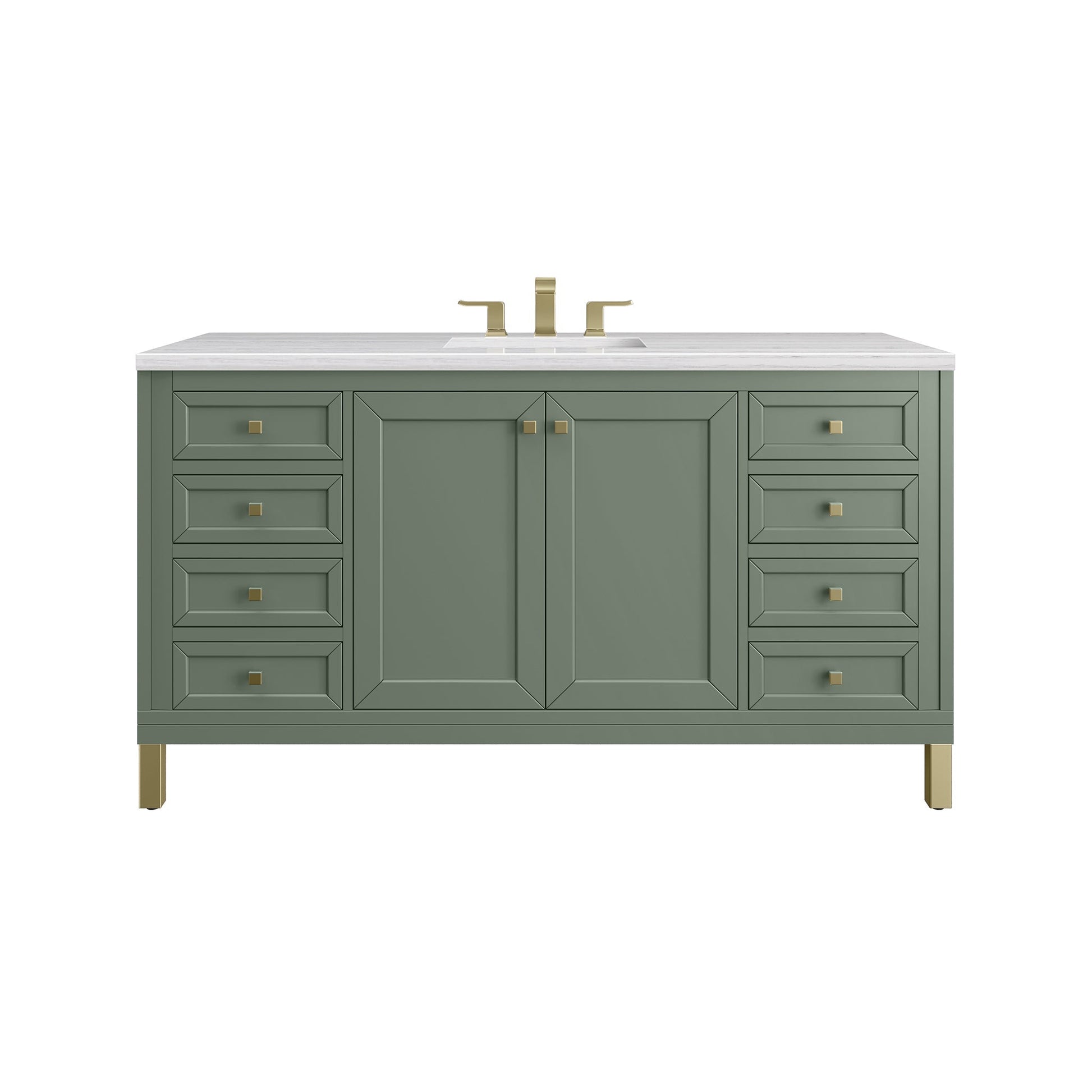 James Martin Vanities Chicago 60" Smokey Celadon Single Vanity With 3cm Arctic Fall Top