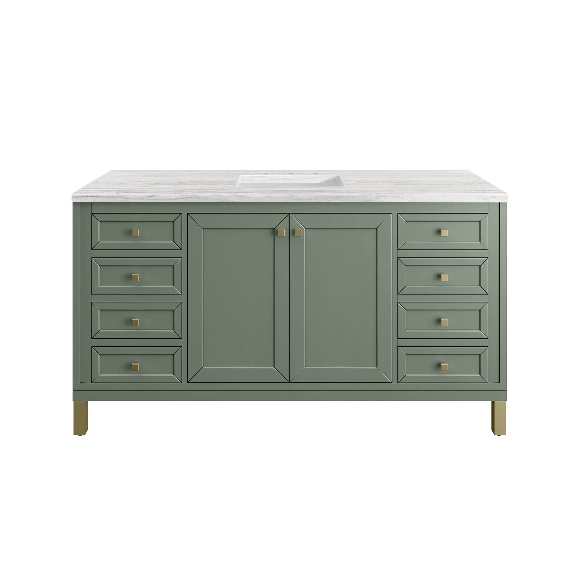 James Martin Vanities Chicago 60" Smokey Celadon Single Vanity With 3cm Arctic Fall Top