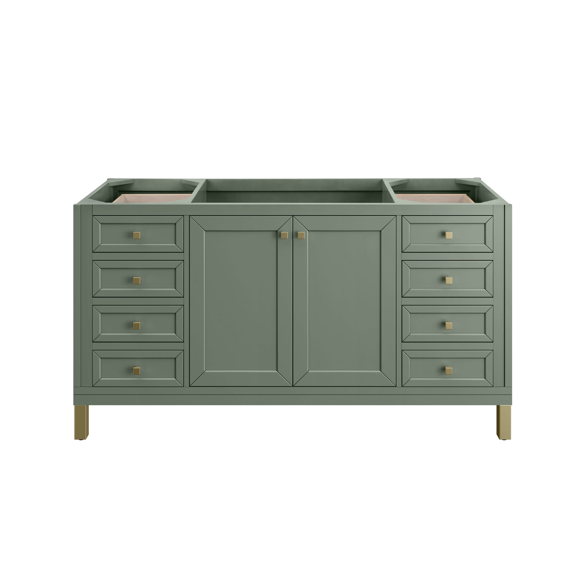 James Martin Vanities Chicago 60" Smokey Celadon Single Vanity With 3cm Charcoal Soapstone Silestone Top