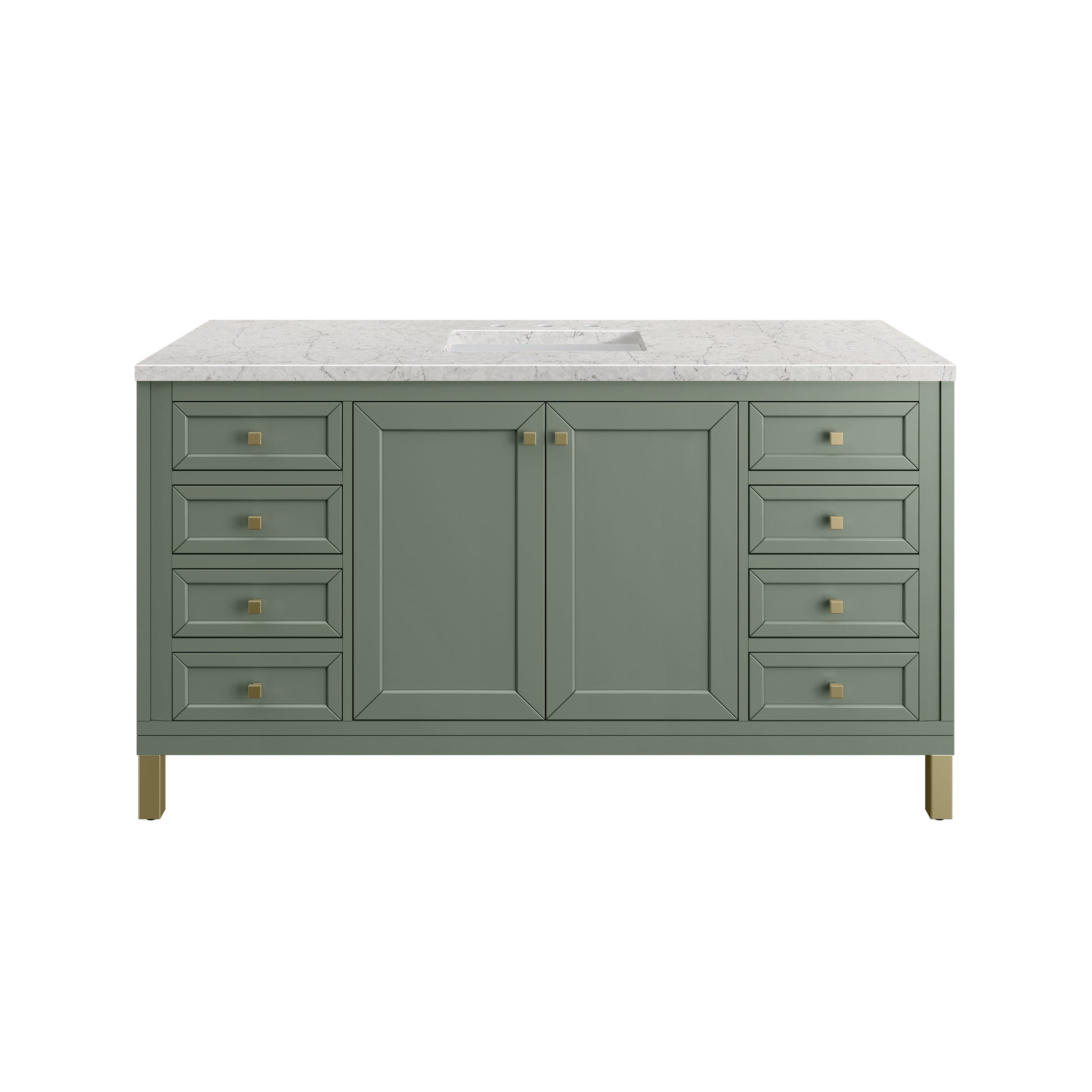 James Martin Vanities Chicago 60" Smokey Celadon Single Vanity With 3cm Eternal Jasmine Pearl Silestone Top