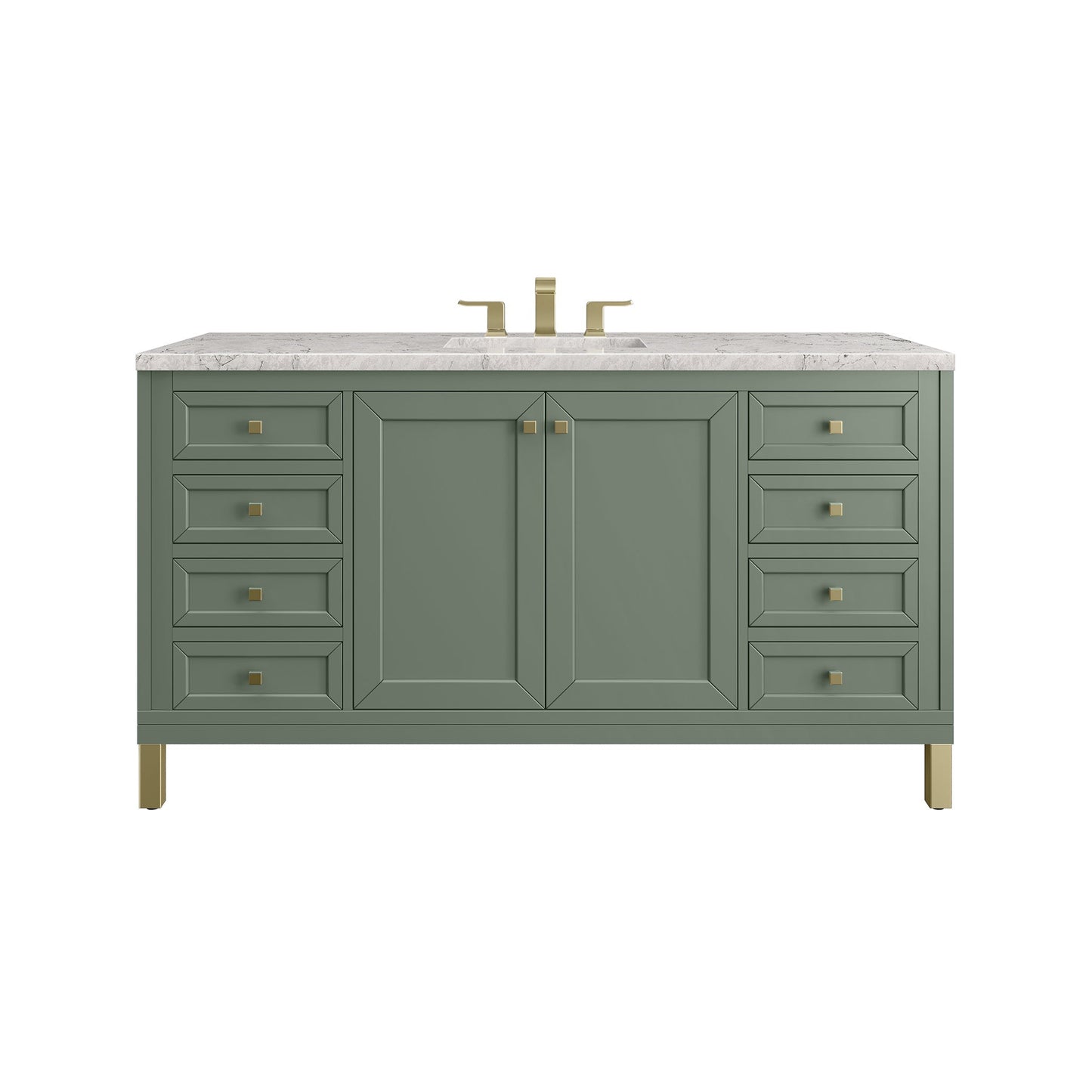 James Martin Vanities Chicago 60" Smokey Celadon Single Vanity With 3cm Eternal Jasmine Pearl Top