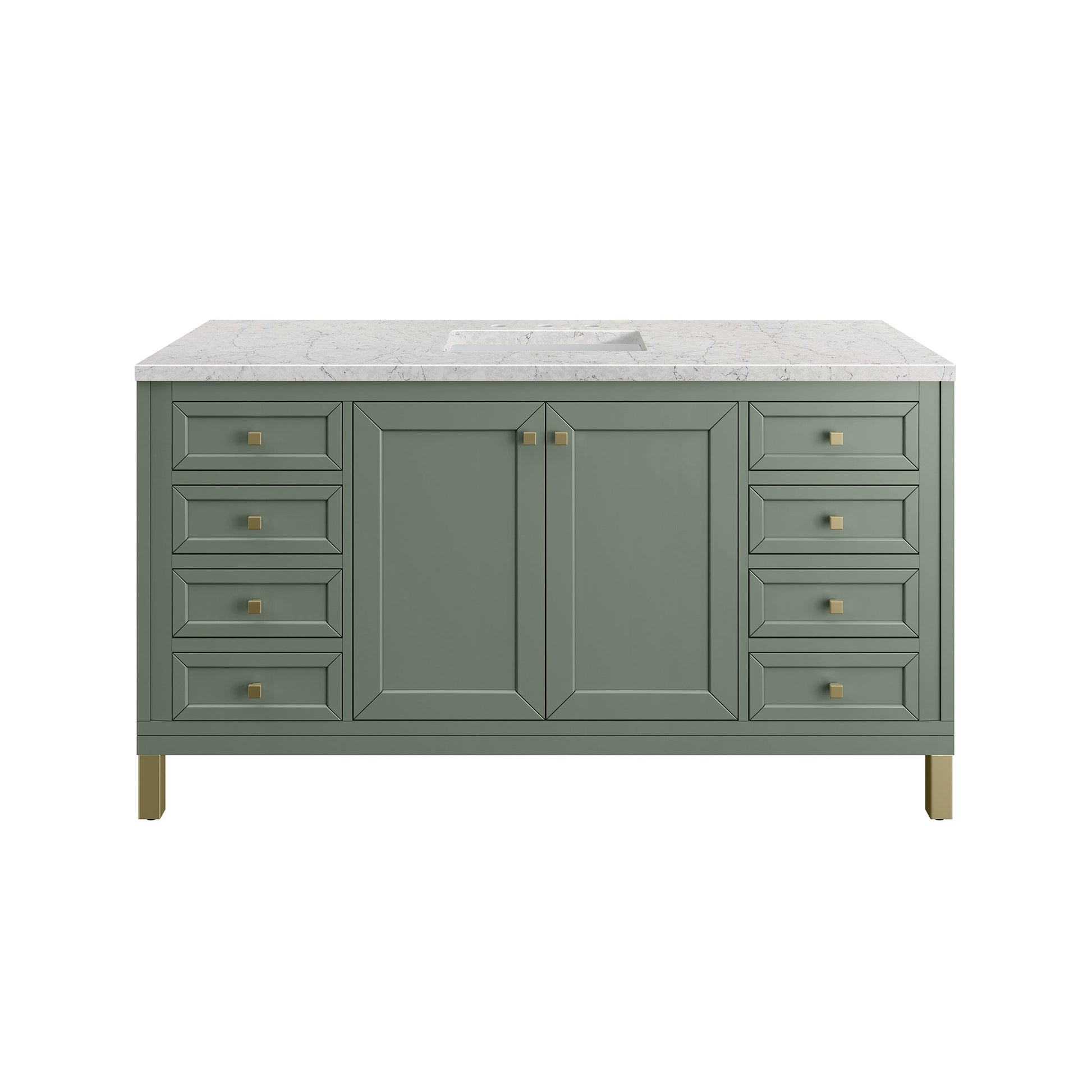 James Martin Vanities Chicago 60" Smokey Celadon Single Vanity With 3cm Eternal Jasmine Pearl Top