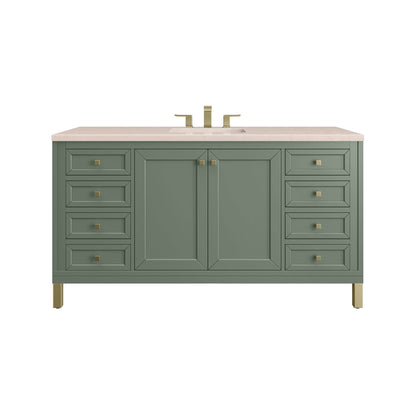 James Martin Vanities Chicago 60" Smokey Celadon Single Vanity With 3cm Eternal Marfil Top