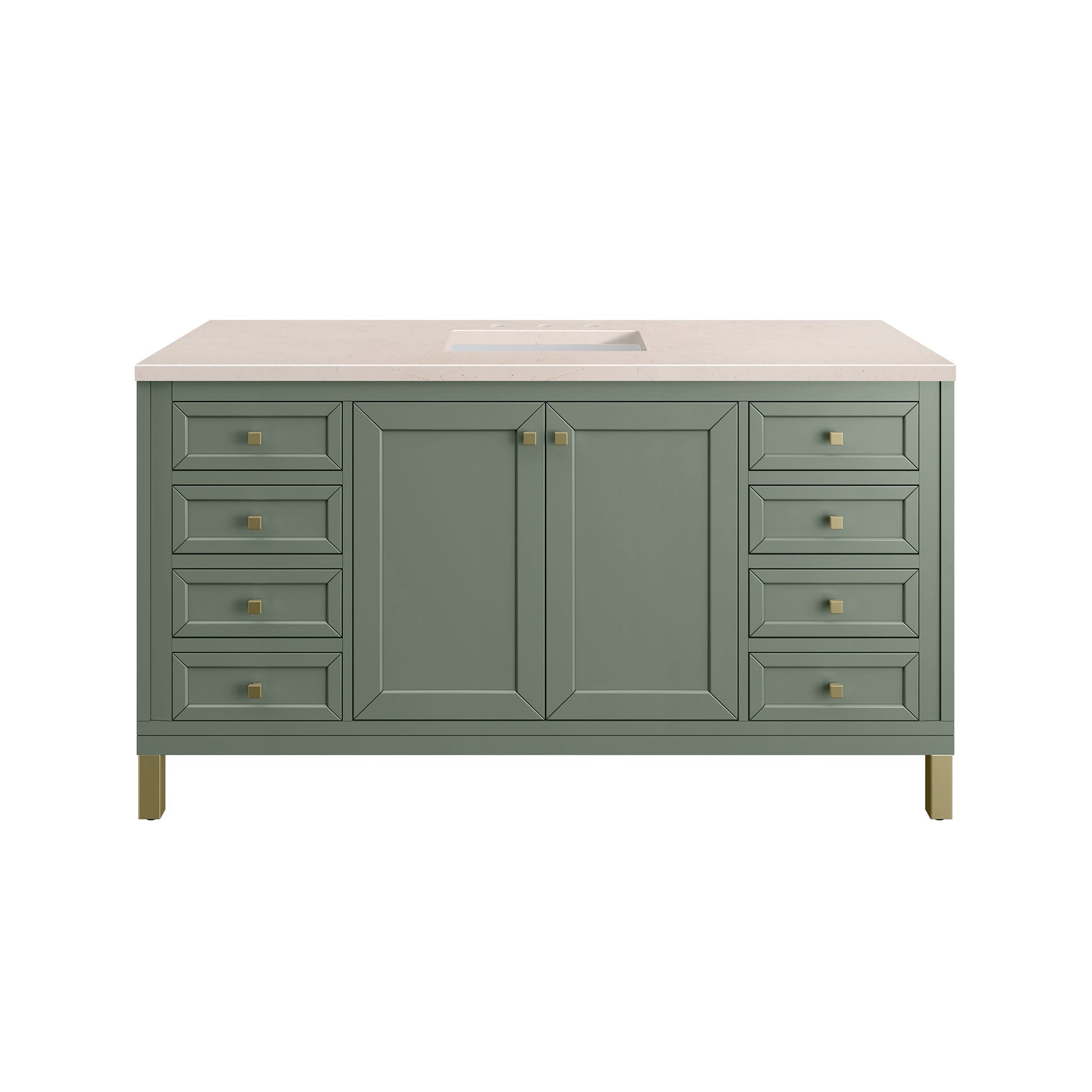 James Martin Vanities Chicago 60" Smokey Celadon Single Vanity With 3cm Eternal Marfil Top