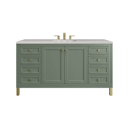 James Martin Vanities Chicago 60" Smokey Celadon Single Vanity With 3cm Eternal Serena Top