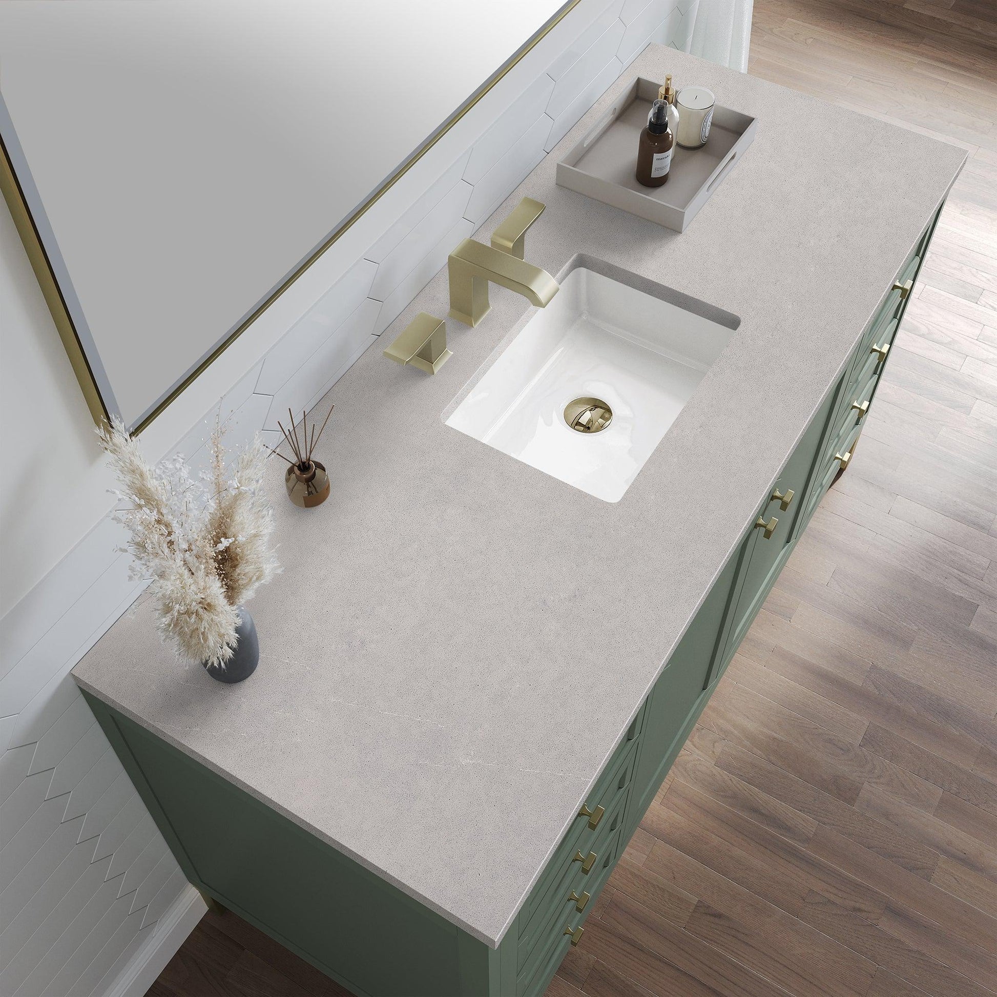 James Martin Vanities Chicago 60" Smokey Celadon Single Vanity With 3cm Eternal Serena Top