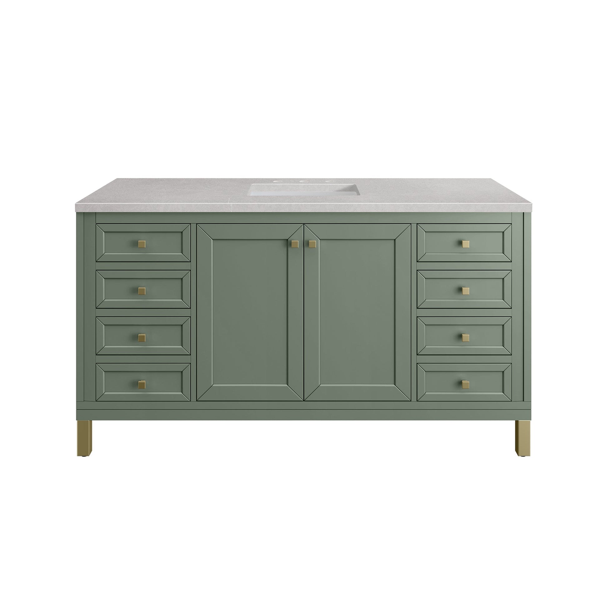 James Martin Vanities Chicago 60" Smokey Celadon Single Vanity With 3cm Eternal Serena Top