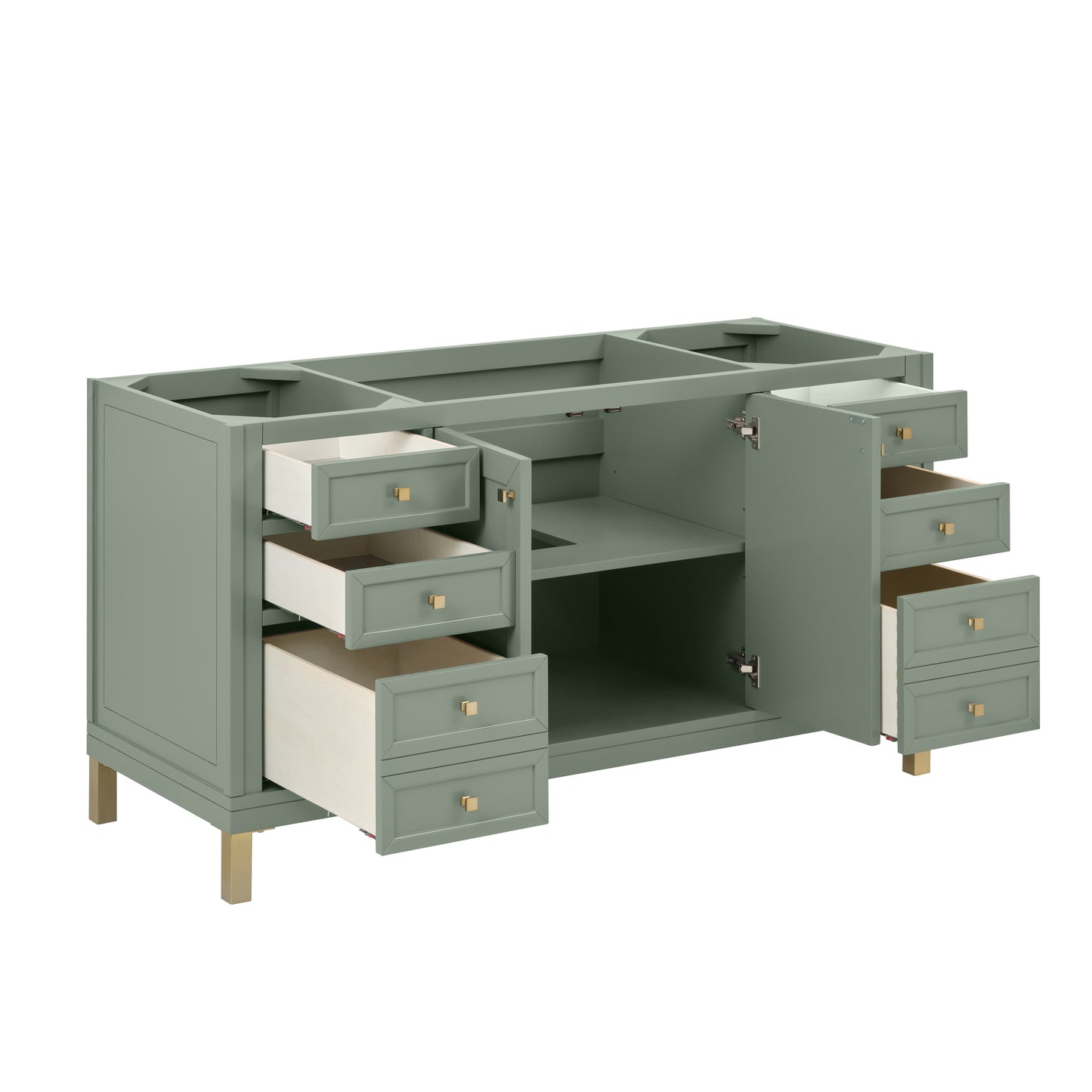 James Martin Vanities Chicago 60" Smokey Celadon Single Vanity With 3cm Ethereal Noctis Silestone Top