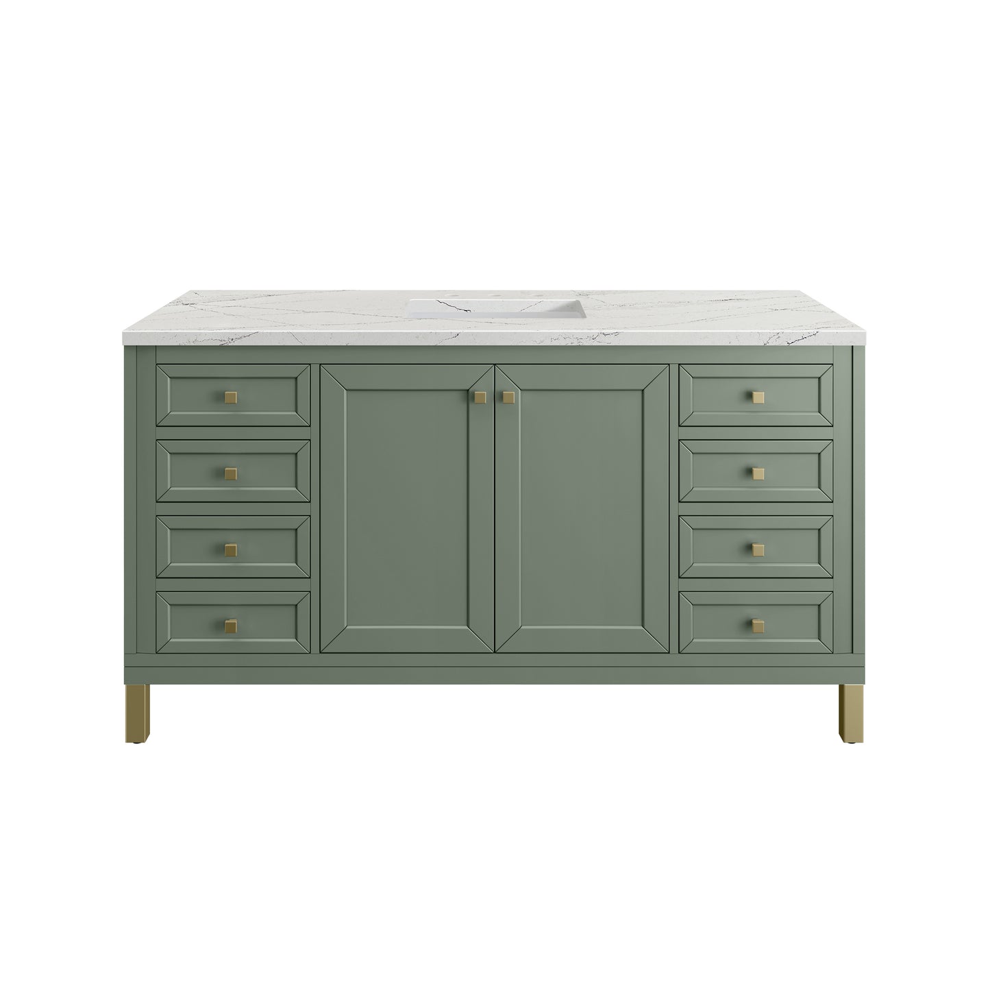 James Martin Vanities Chicago 60" Smokey Celadon Single Vanity With 3cm Ethereal Noctis Silestone Top