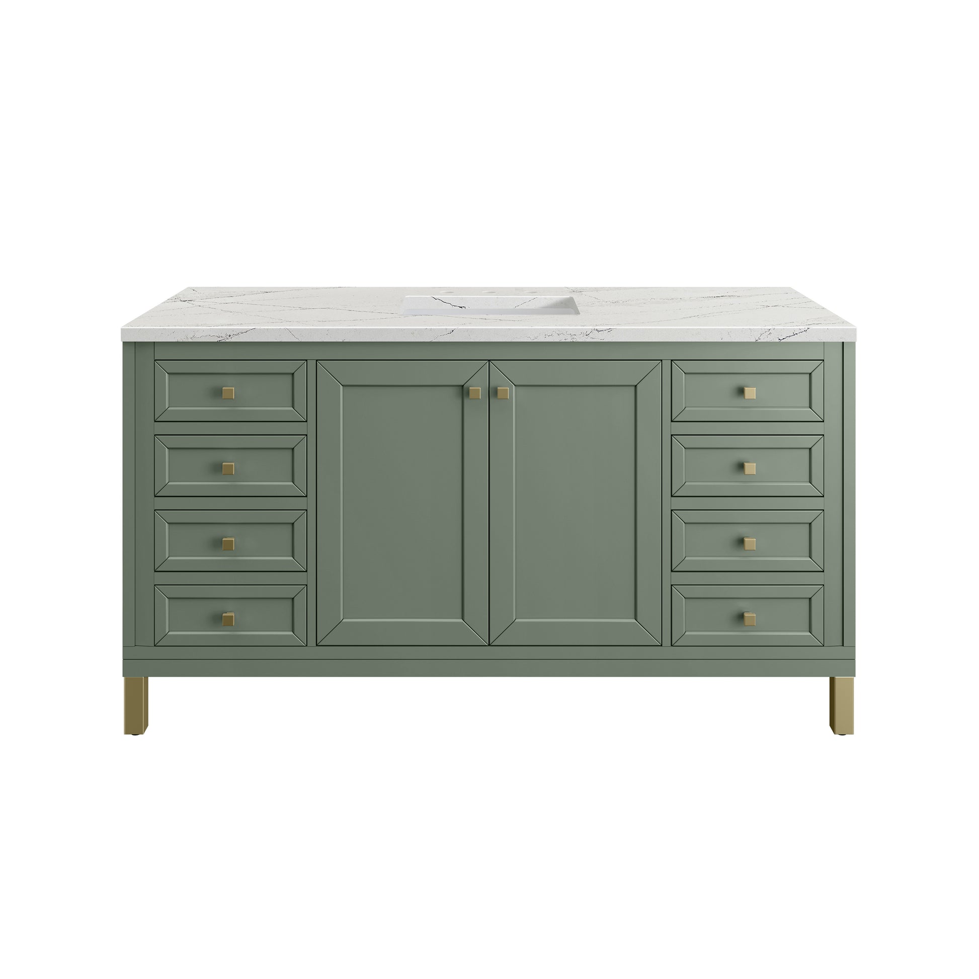 James Martin Vanities Chicago 60" Smokey Celadon Single Vanity With 3cm Ethereal Noctis Silestone Top