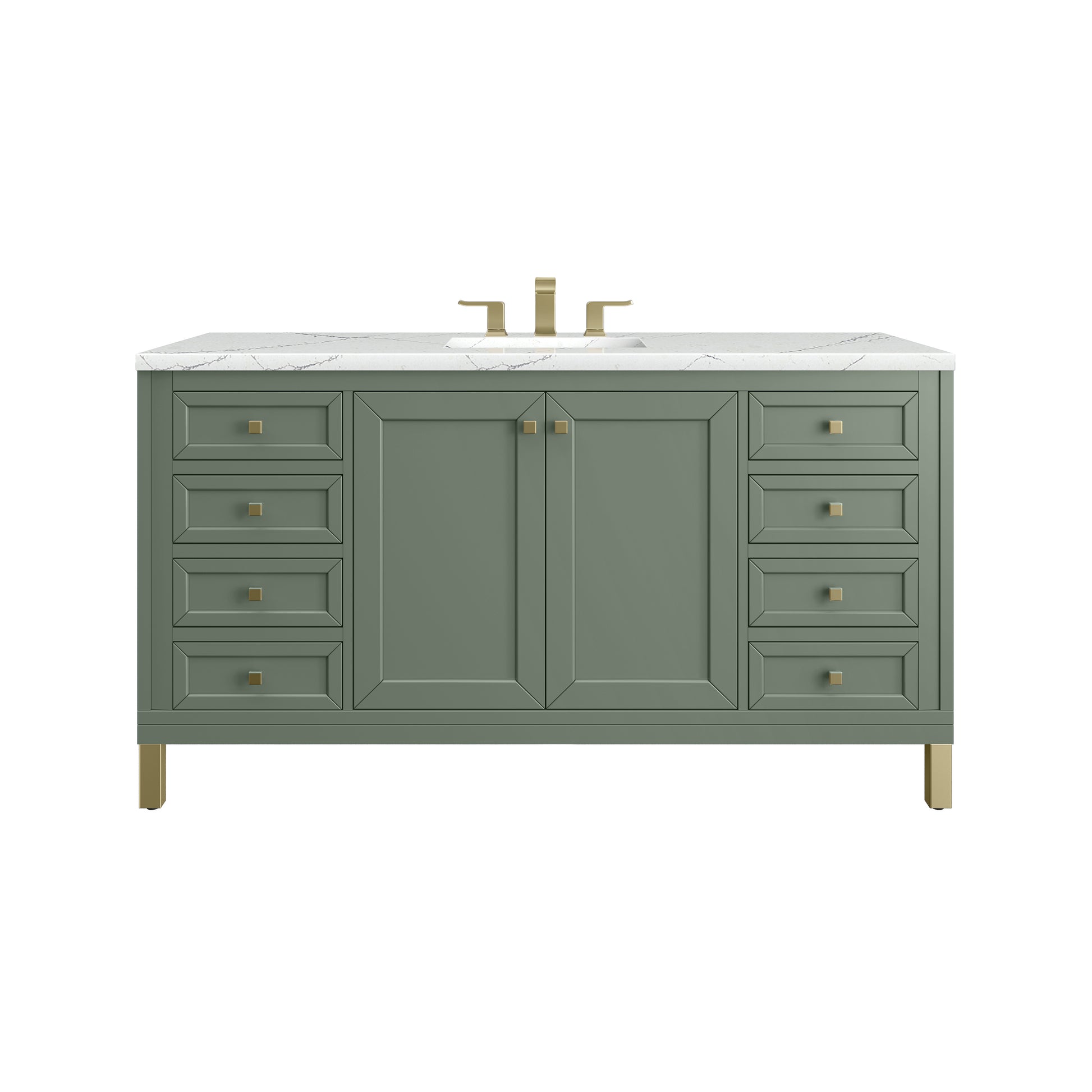 James Martin Vanities Chicago 60" Smokey Celadon Single Vanity With 3cm Ethereal Noctis Silestone Top