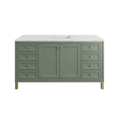 James Martin Vanities Chicago 60" Smokey Celadon Single Vanity With 3cm Ethereal Noctis Top