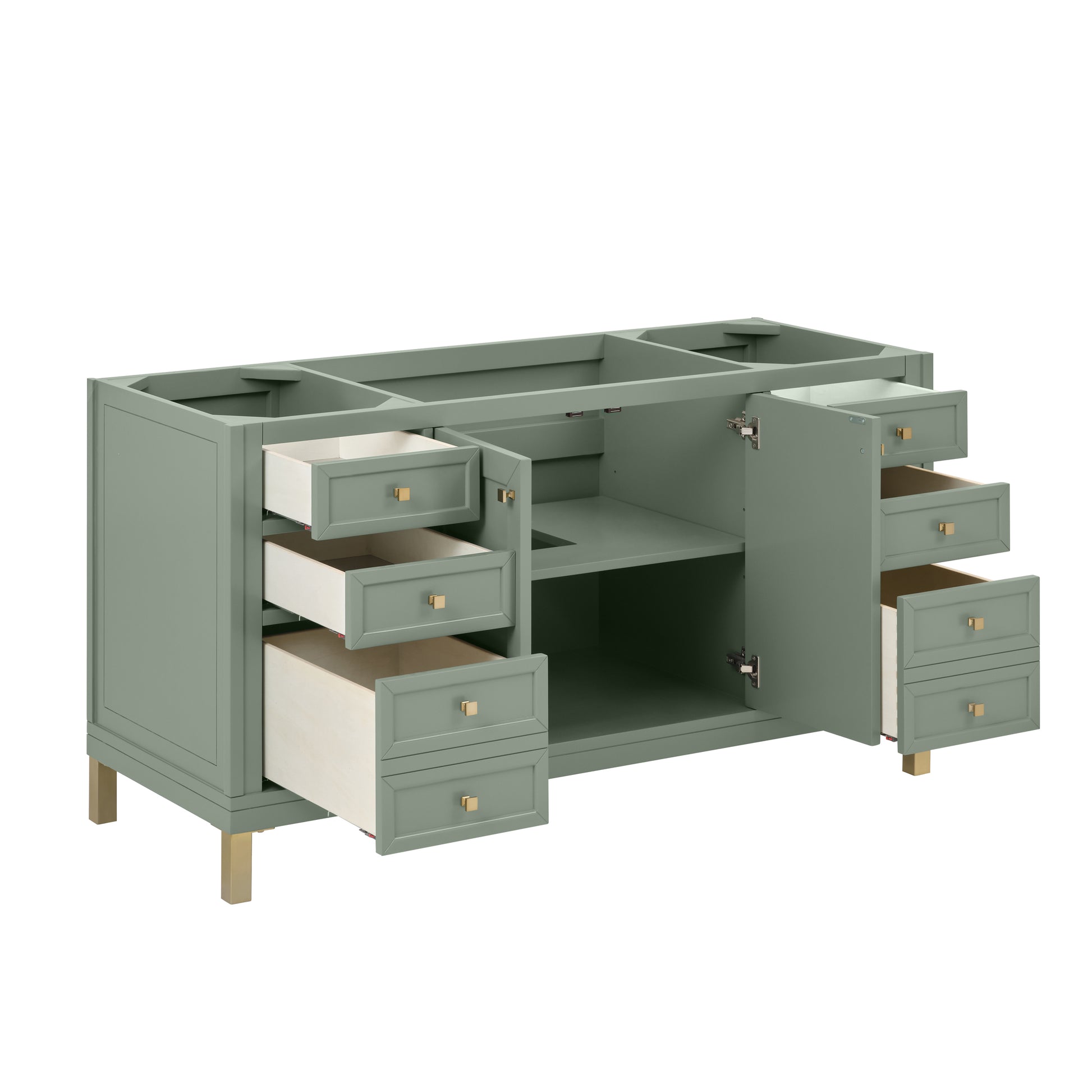 James Martin Vanities Chicago 60" Smokey Celadon Single Vanity With 3cm Victorian Silver Silestone Top