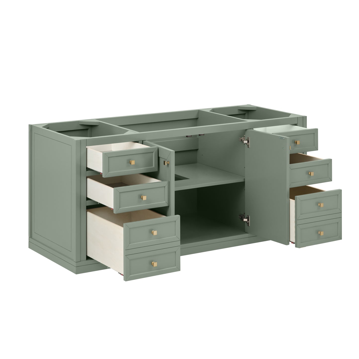 James Martin Vanities Chicago 60" Smokey Celadon Single Vanity With Single Hole 3cm White Zeus Silestone Top and Backsplash