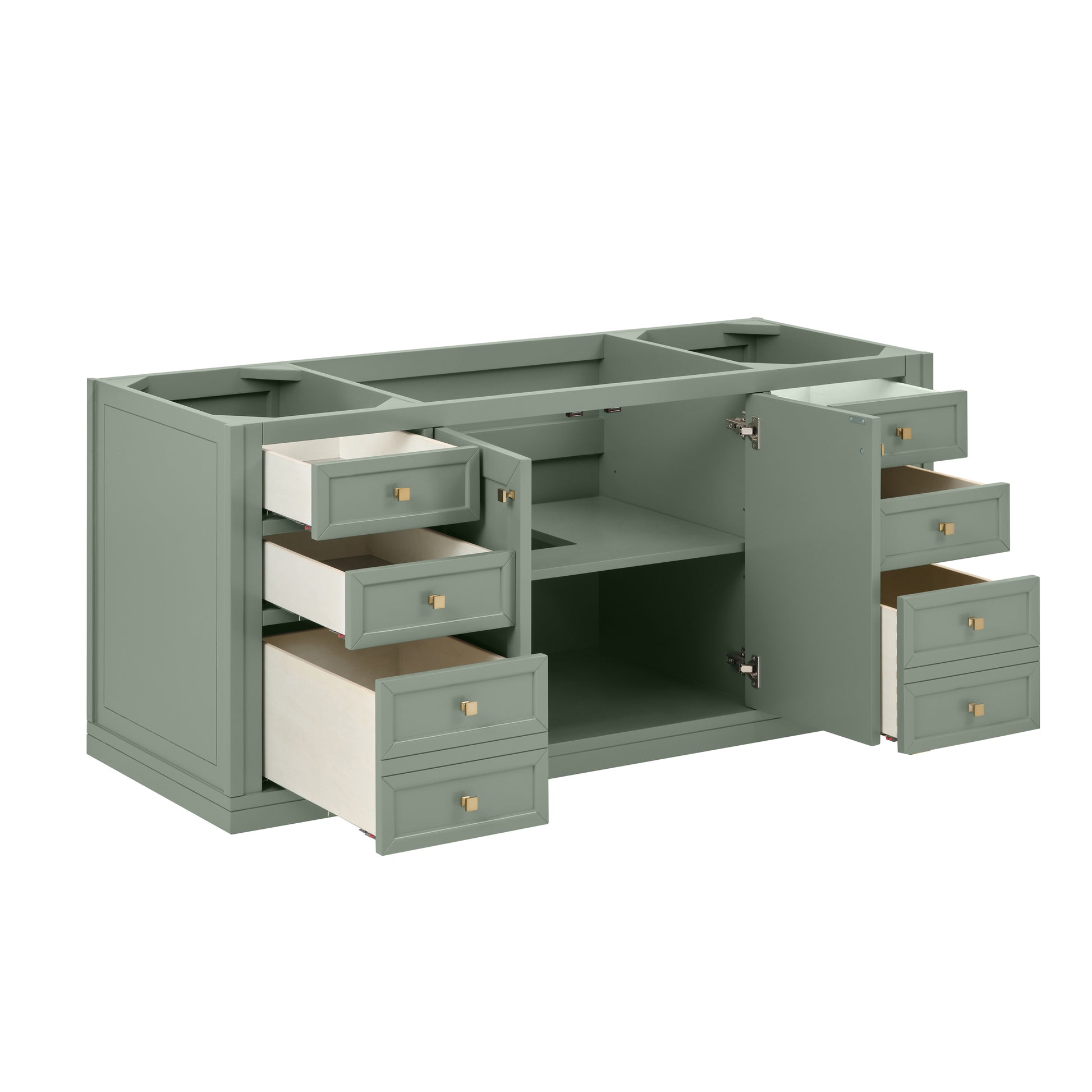 James Martin Vanities Chicago 60" Smokey Celadon Single Vanity With Single Hole 3cm White Zeus Silestone Top and Backsplash
