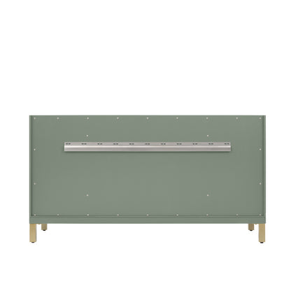 James Martin Vanities Chicago 60" Smokey Celadon Single Vanity With Single Hole 3cm White Zeus Silestone Top and Backsplash