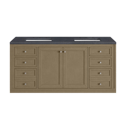 James Martin Vanities Chicago 60" Walnut Whisper Double Vanity With 3cm Charcoal Soapstone Silestone Top