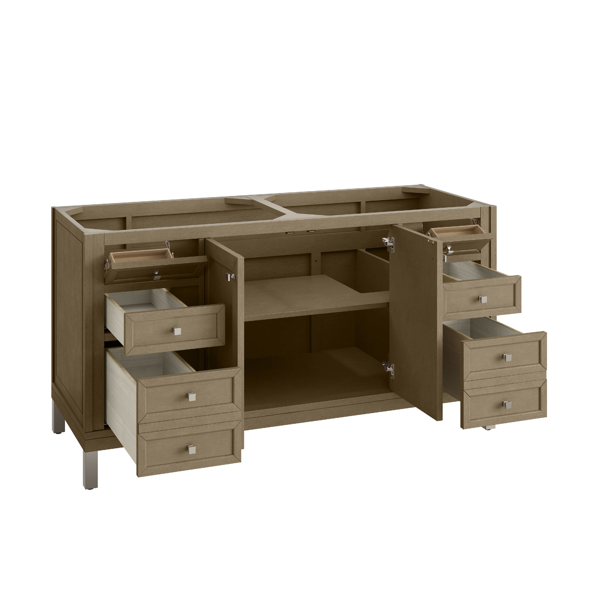 James Martin Vanities Chicago 60" Walnut Whisper Double Vanity With 3cm Lime Delight Silestone Top