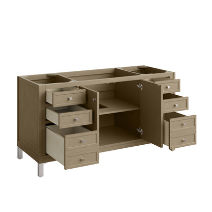 James Martin Vanities Chicago 60" Walnut Whisper Single Vanity With 3 cm Parisien Bleu Silestone Top