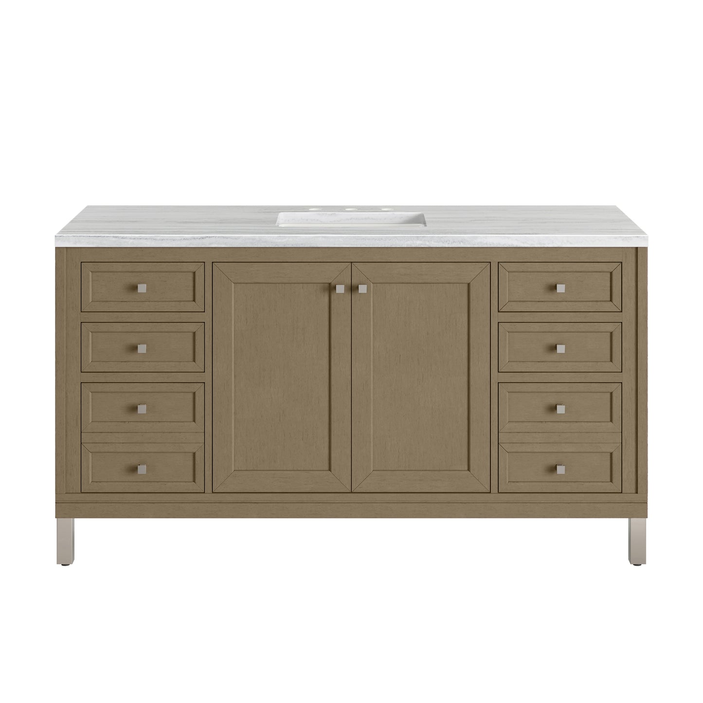 James Martin Vanities Chicago 60" Walnut Whisper Single Vanity With 3cm Arctic Fall Solid Surface Top
