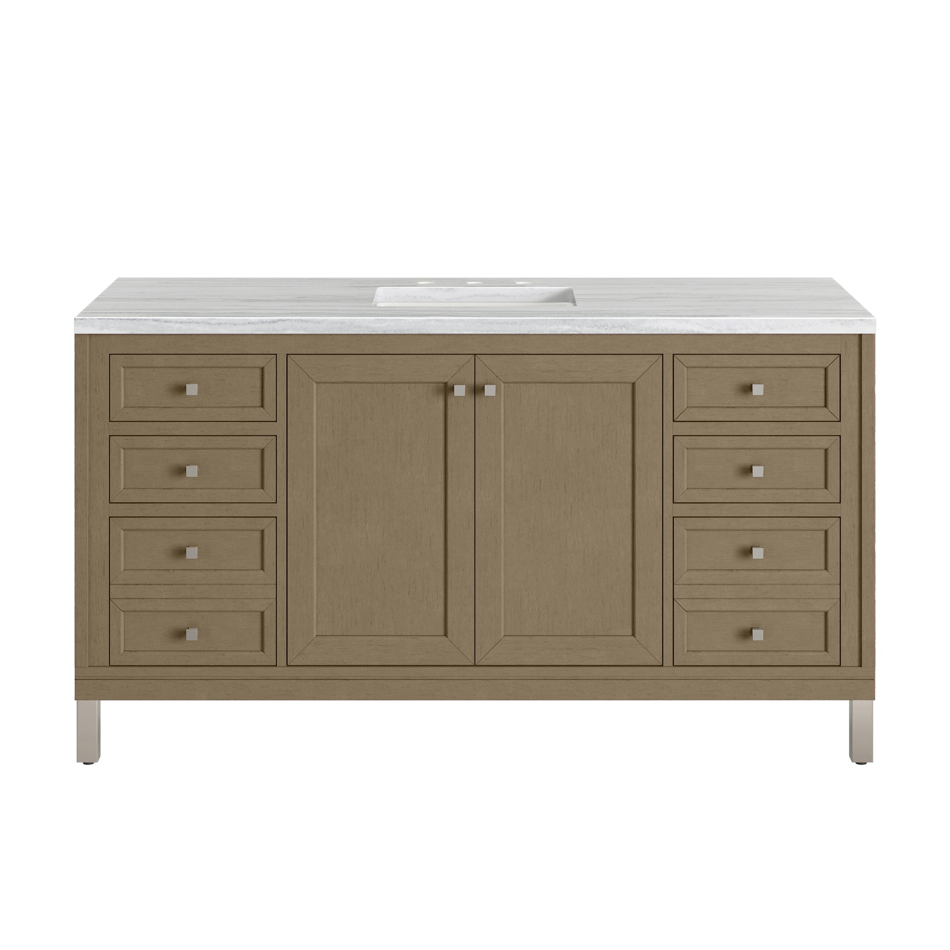 James Martin Vanities Chicago 60" Walnut Whisper Single Vanity With 3cm Arctic Fall Solid Surface Top
