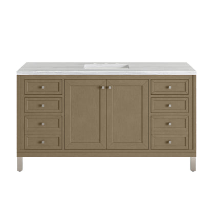James Martin Vanities Chicago 60" Walnut Whisper Single Vanity With 3cm Arctic Fall Solid Surface Top