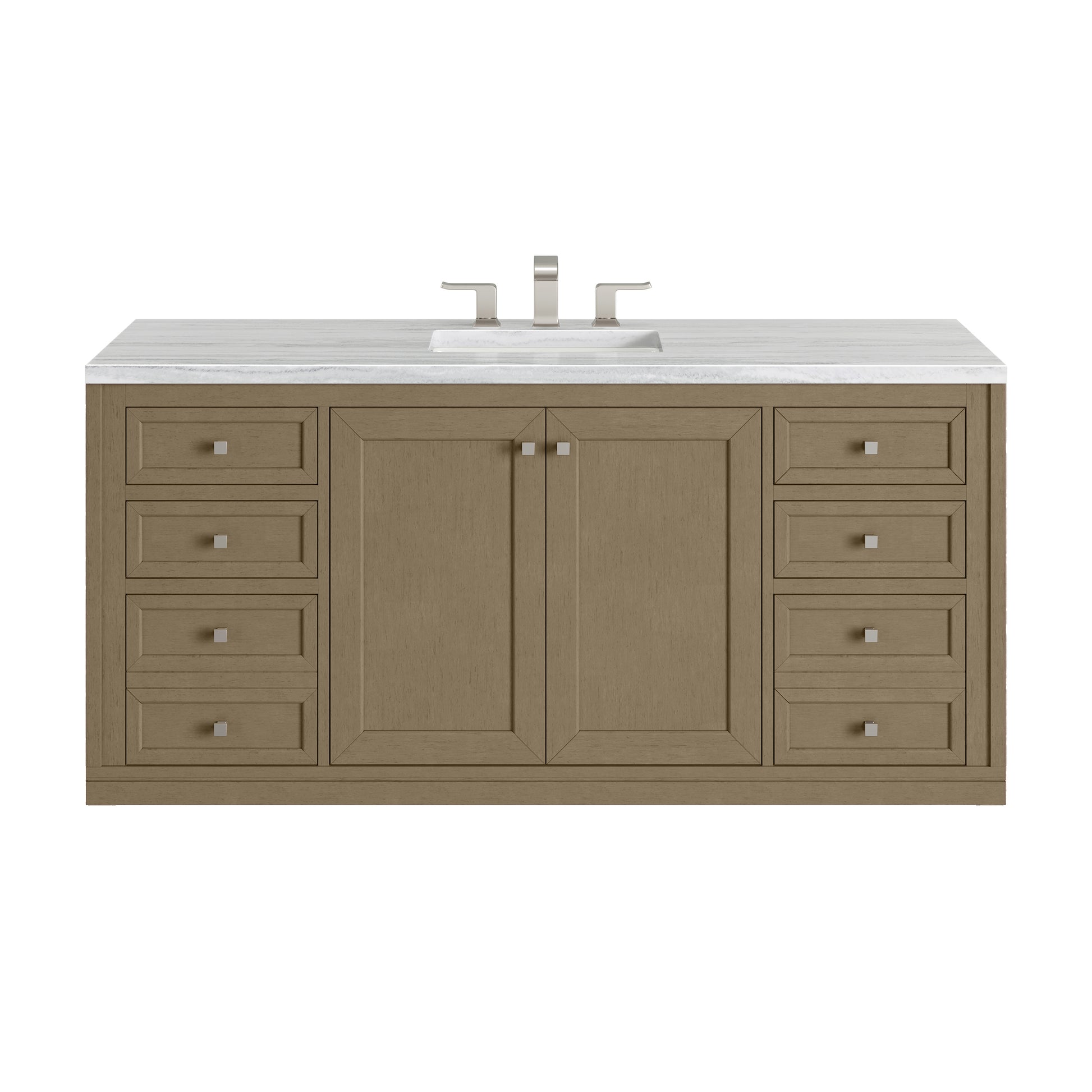 James Martin Vanities Chicago 60" Walnut Whisper Single Vanity With 3cm Arctic Fall Solid Surface Top