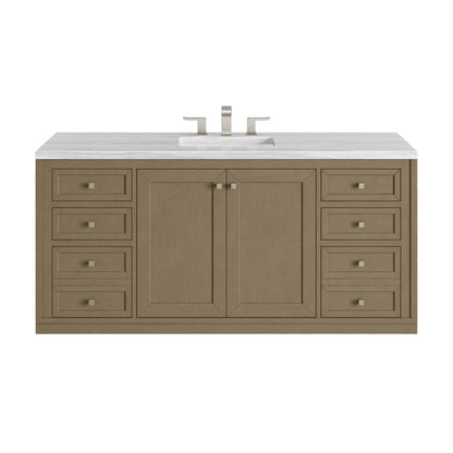 James Martin Vanities Chicago 60" Walnut Whisper Single Vanity With 3cm Arctic Fall Solid Surface Top