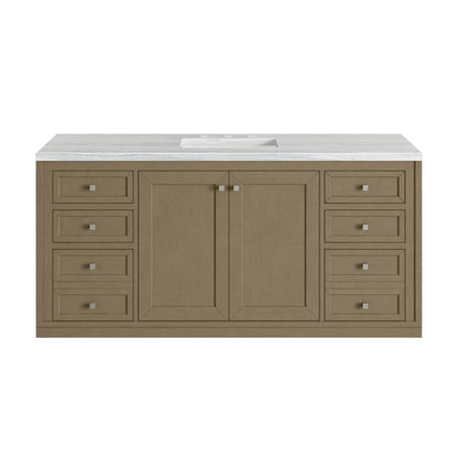 James Martin Vanities Chicago 60" Walnut Whisper Single Vanity With 3cm Arctic Fall Solid Surface Top