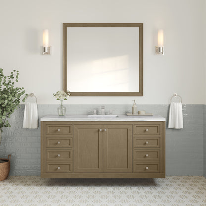 James Martin Vanities Chicago 60" Walnut Whisper Single Vanity With 3cm Arctic Fall Solid Surface Top