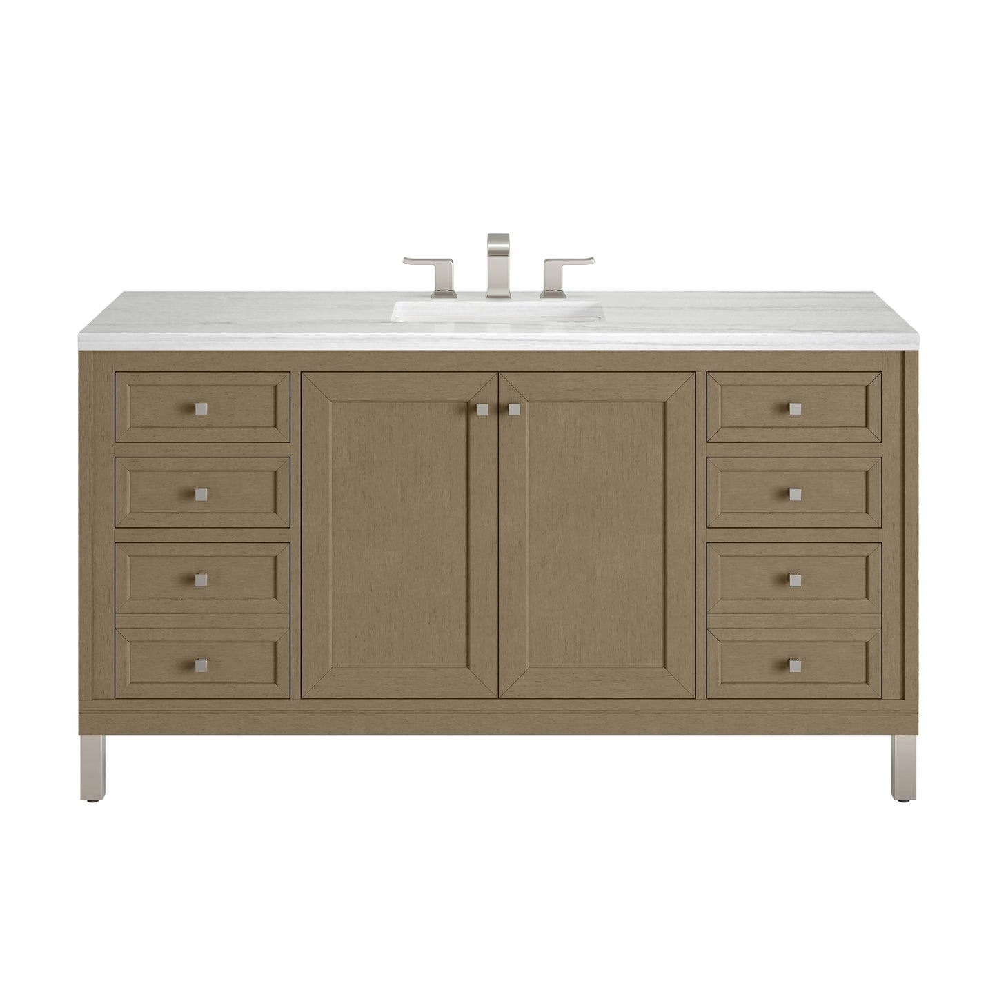 James Martin Vanities Chicago 60" Walnut Whisper Single Vanity With 3cm Arctic Fall Solid Surface Top