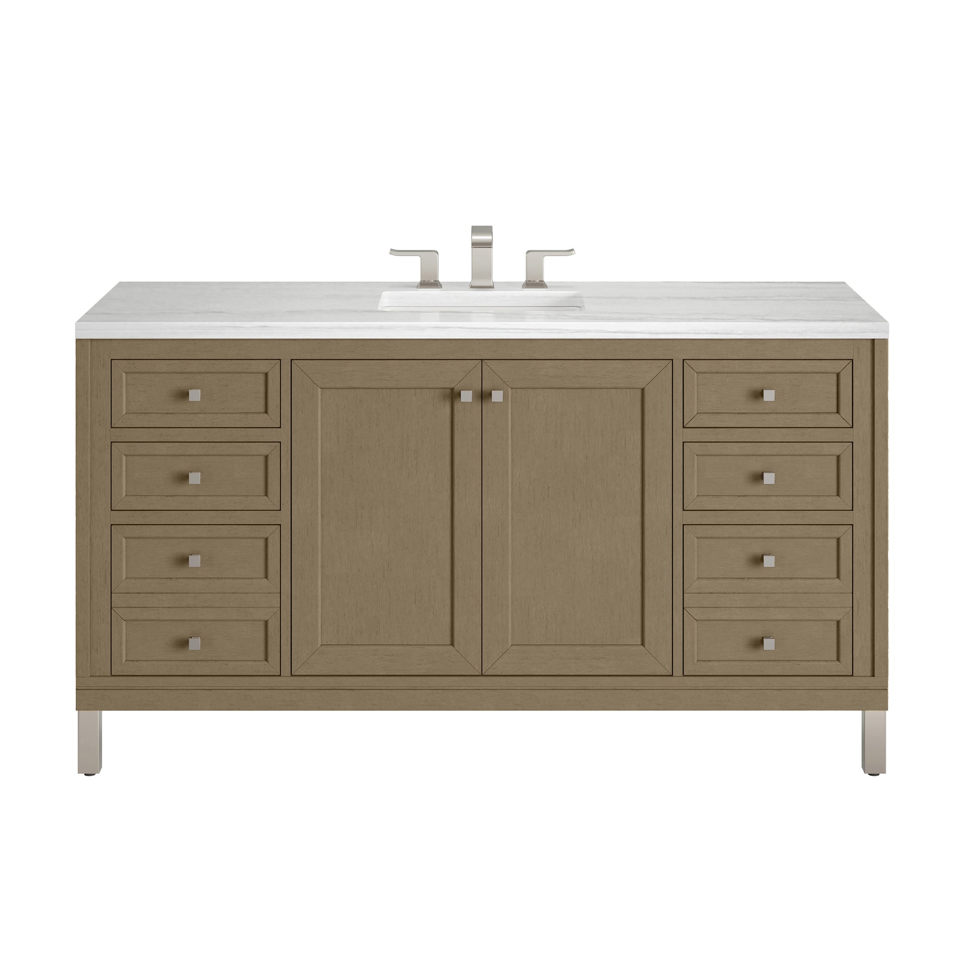 James Martin Vanities Chicago 60" Walnut Whisper Single Vanity With 3cm Arctic Fall Solid Surface Top