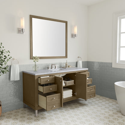 James Martin Vanities Chicago 60" Walnut Whisper Single Vanity With 3cm Carrara Marble Top