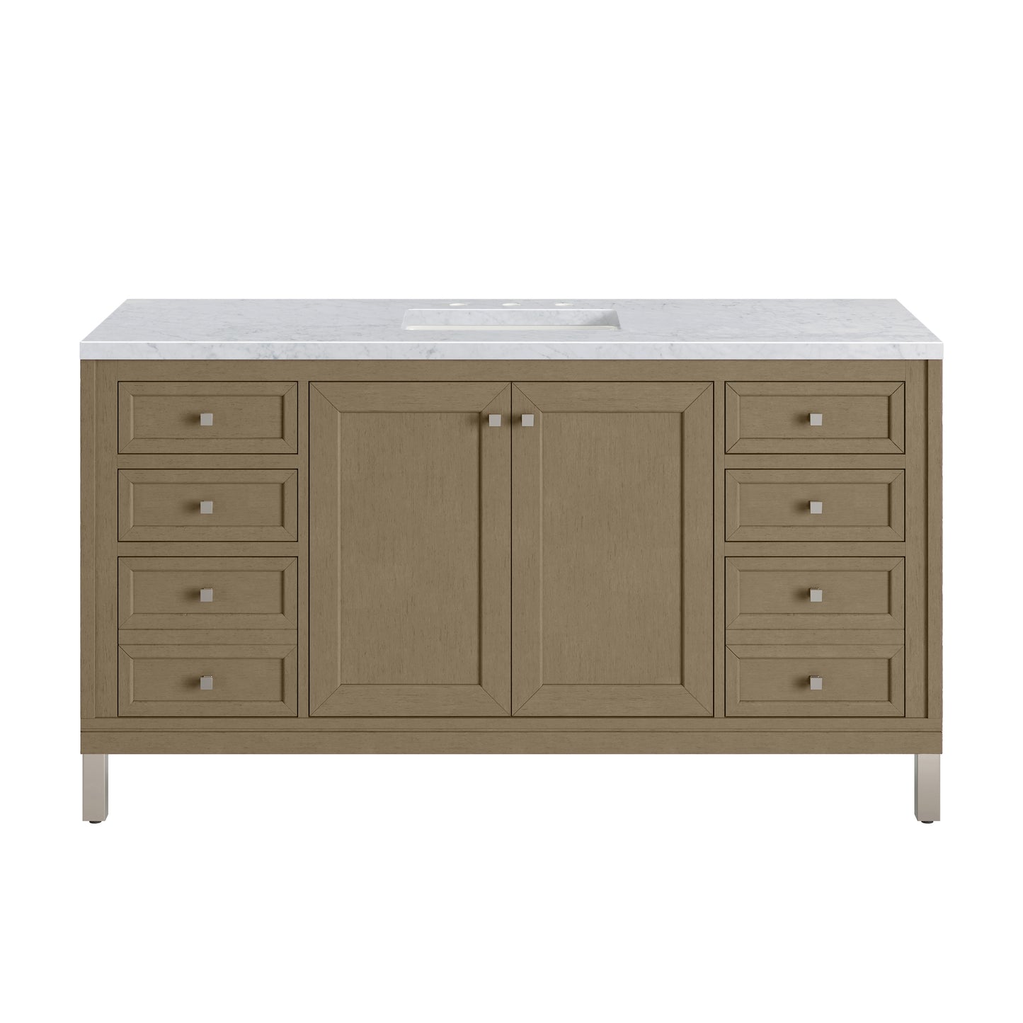 James Martin Vanities Chicago 60" Walnut Whisper Single Vanity With 3cm Carrara Marble Top