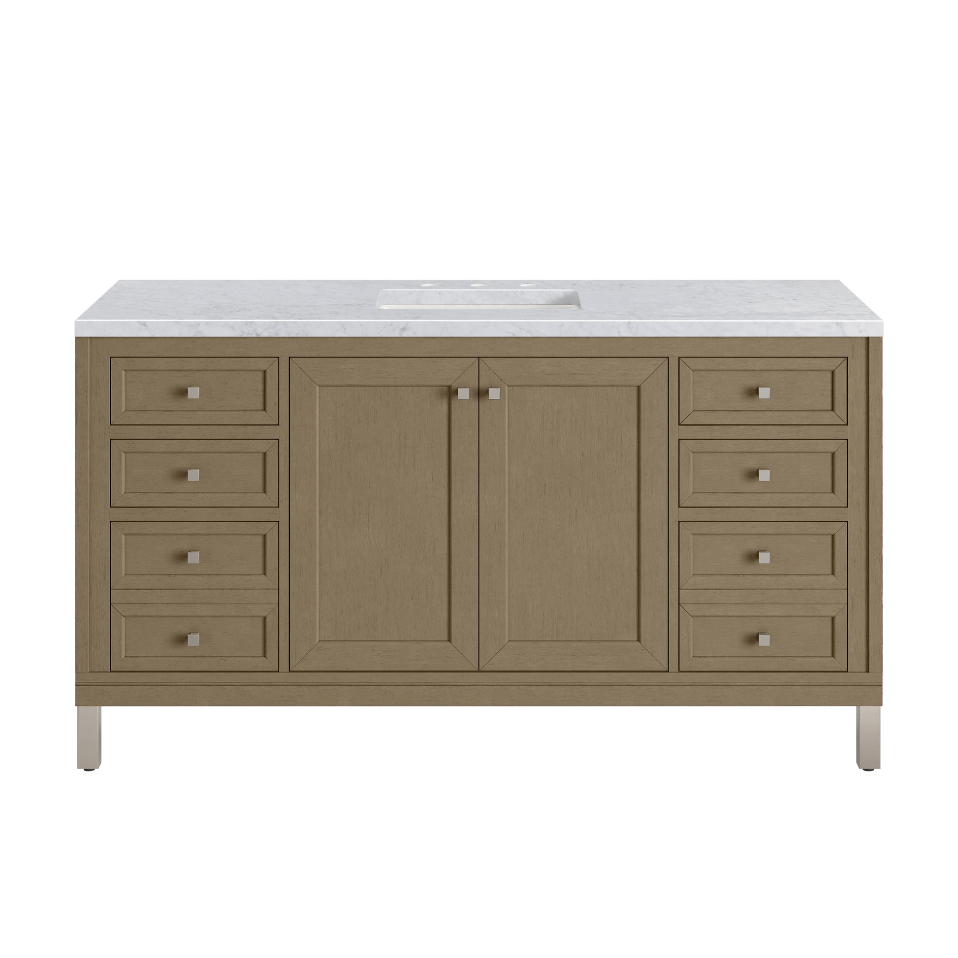 James Martin Vanities Chicago 60" Walnut Whisper Single Vanity With 3cm Carrara Marble Top