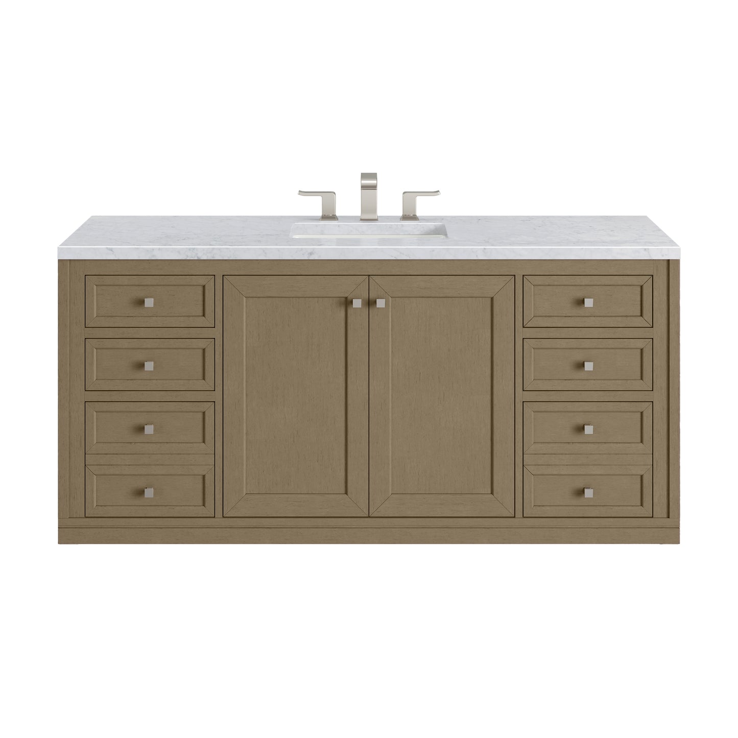 James Martin Vanities Chicago 60" Walnut Whisper Single Vanity With 3cm Carrara Marble Top