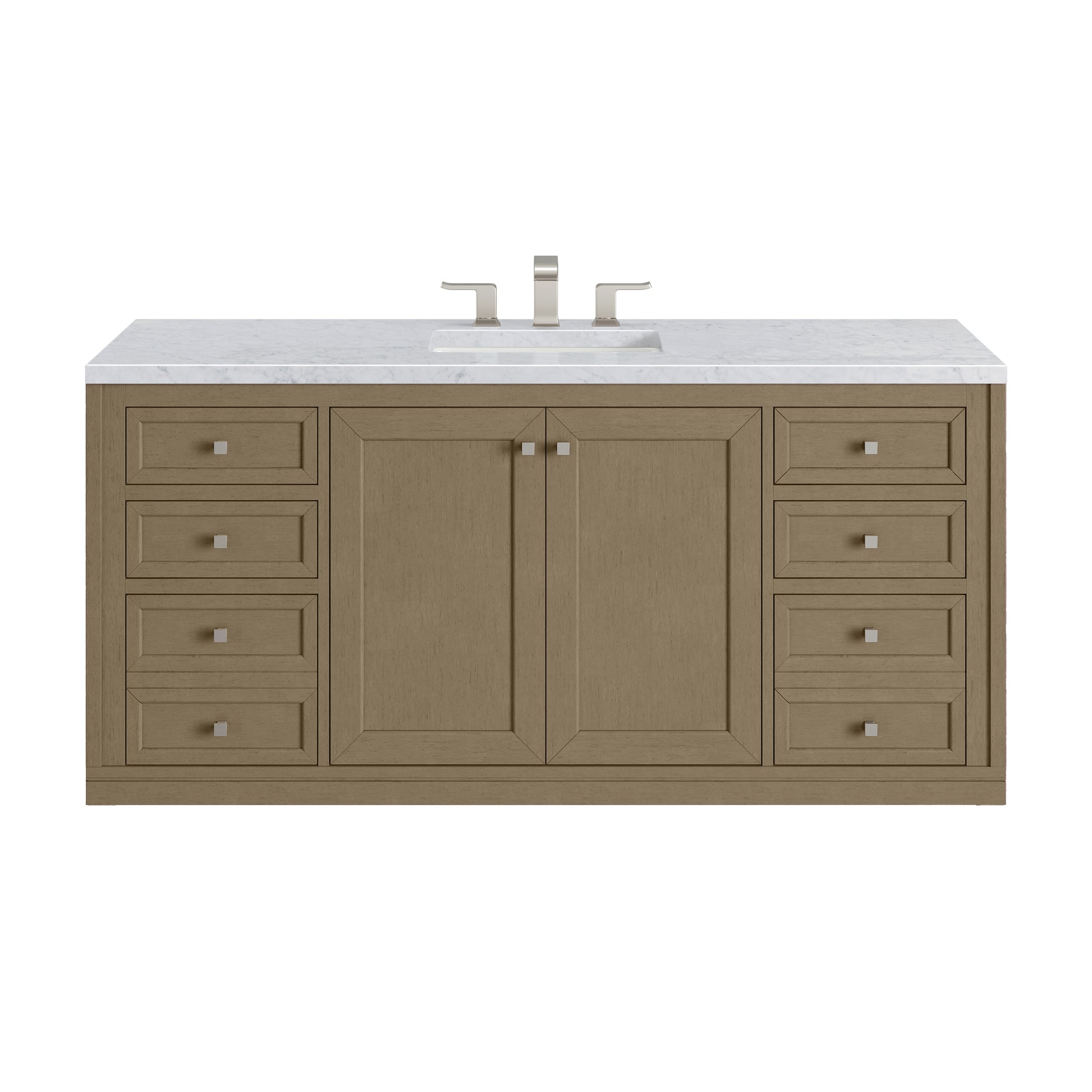 James Martin Vanities Chicago 60" Walnut Whisper Single Vanity With 3cm Carrara Marble Top